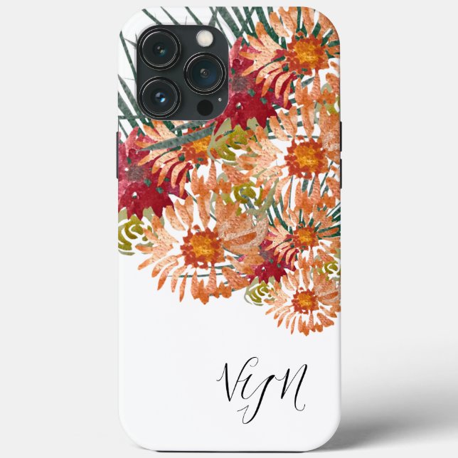 Florais De Aquarela Pêssego Dourado Monograma (Verso)