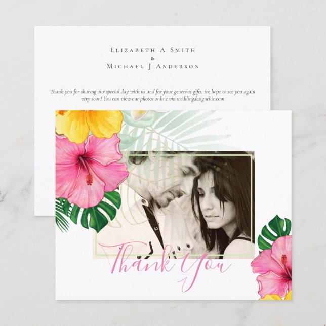 Florais de Casamento de Praia Tropical de Paraíso  (Frente/Verso)