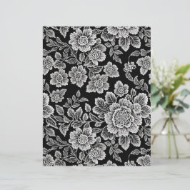 Florais de rendas brancas em preto