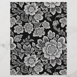 Florais de rendas brancas em preto