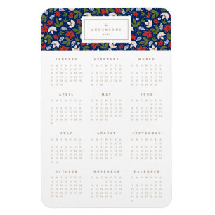 Florais Festivos no Marinho 4x6 Íman Calendário 