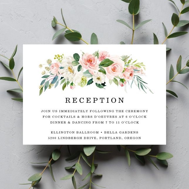 Florais Rosados | Cartão de Recepção de Casamento (Criador carregado)