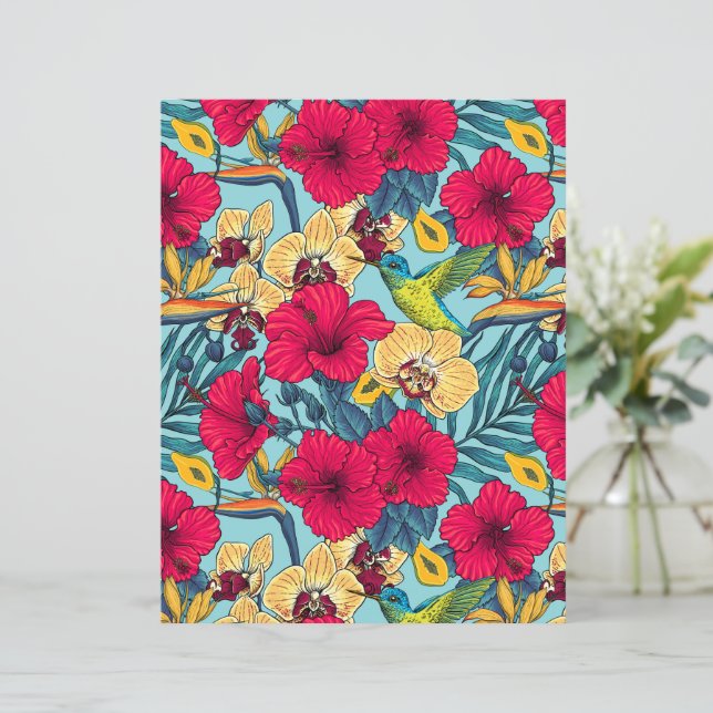 Florais Tropicais e Beija-flor - Botanica de Verão (Em pé/Frente)