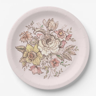Floraison - pratos de papel rosa