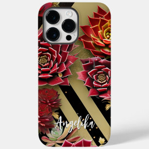 Floral Abstrato minimalista vermelho e Dourado
