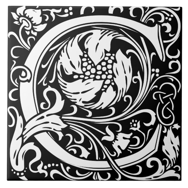 Floral alfabet Monograma - Letra C Azulejo (Frente)