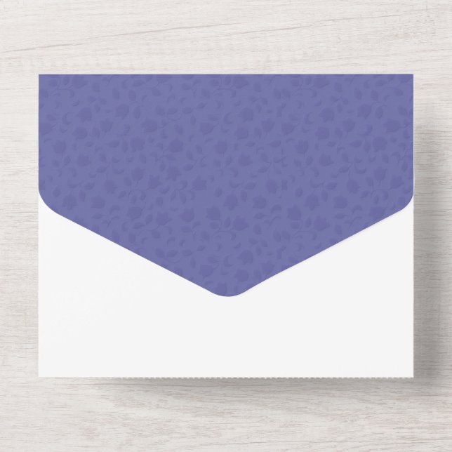 Floral All in One Blue Weding Convite (Verso)