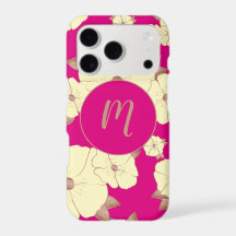 Floral Amarelo Cobre Pastel sobre fundo Fuchsia