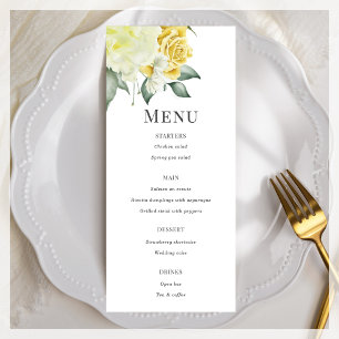 Floral Amarelo Menu plano de casamento