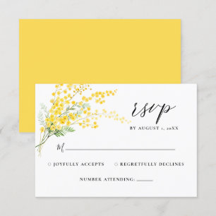 Floral Amarelo Mimosa Flores de primavera RSVP de 