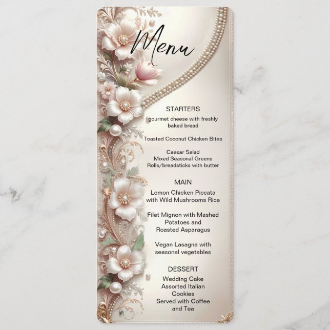 Floral and Pearl Embellishments Menu (Frente)