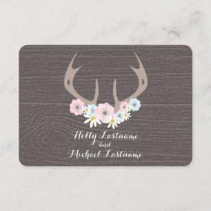 Floral Antlers + Barn Wood Weding RSVP