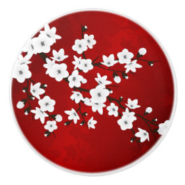 Floral asiático - Flor Vermelho Negro e Cereja Bra