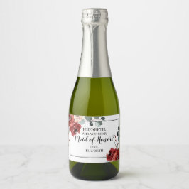 FLORAL AUTUMN Sparkling Wine Label WILL YOU BE MY