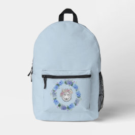 Floral Azul Branco Hydrangea Wolf Mochila Lt Azul