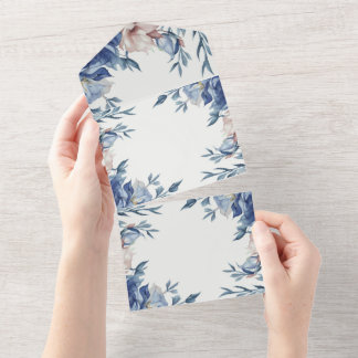 Floral Azul de Cor de Água Suave