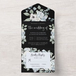 Floral azul preto e poeirento Casamento por Aqua