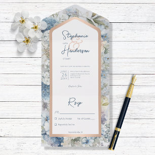 Floral Azul Russo e Rosa Dourado Sem Janto