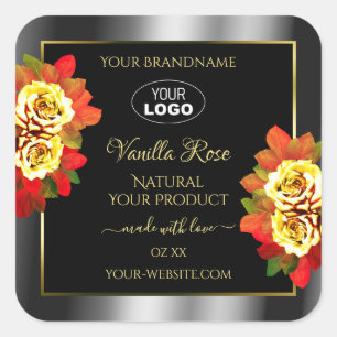 Floral Black Silver Produto Dourado Etiquetas Rosa