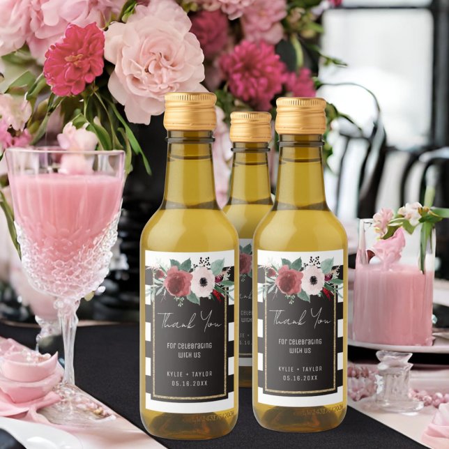 Floral Black White Dourado Magenta Casamento A Fav (Criador carregado)