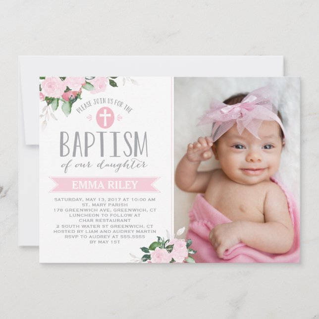Floral Blooms | Convite Baptism (Frente)