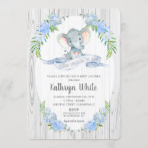 Floral Boho Elephant Chá de fraldas Convite Boy