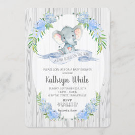 Floral Boho Elephant Chá de fraldas Convite Boy