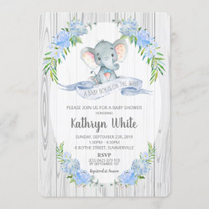 Floral Boho Elephant Chá de fraldas Convite Boy