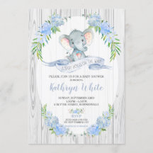Floral Boho Elephant Chá de fraldas Convite Boy