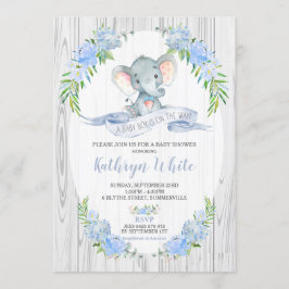 Floral Boho Elephant Chá de fraldas Convite Boy