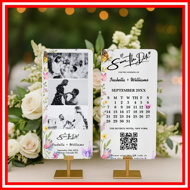 Floral Boho Wildflower Casamento QR Salvar Data (Criador carregado)