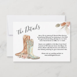 Floral Boots Cowboy Western Menu Choice Cartão RSV