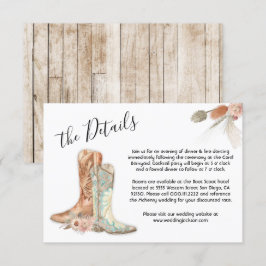 Floral Boots Cowboy Western Menu Choice Cartão RSV
