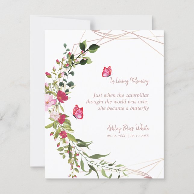 Floral Botanical Butterflies Memorial Dear Ones (Frente)