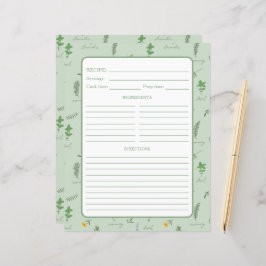Floral Botanical Recipe Binder Page