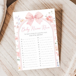 Floral Bow Baby in Bloom Shower Name Race Game