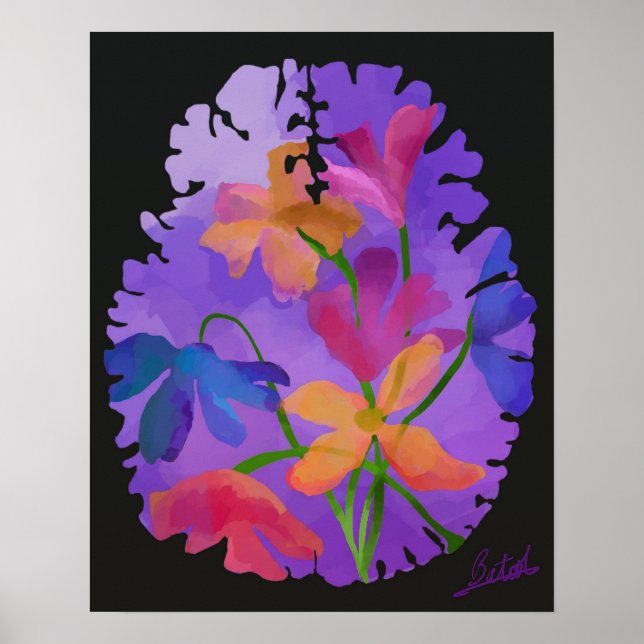 Floral Brain Art Poster (Frente)