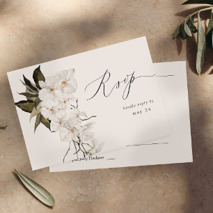 Floral Branco B&W com RSVP de Refeições