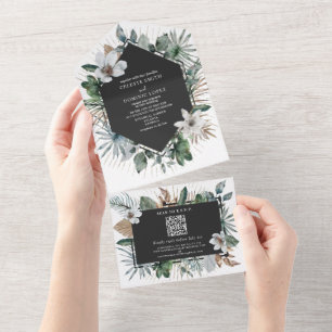 Floral Branco Botânico Geométrico Casamento e RSVP