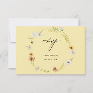 Floral Branco e Amarelo com RSVP de Refeições - Am