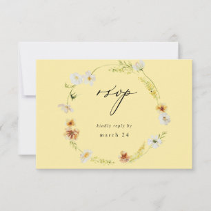 Floral Branco e Amarelo com RSVP de Refeições - Am