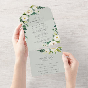 Floral Branco Elegante   Sage Mint Wedding