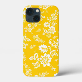 Floral Branco em Fundo Amarelo de Primavera