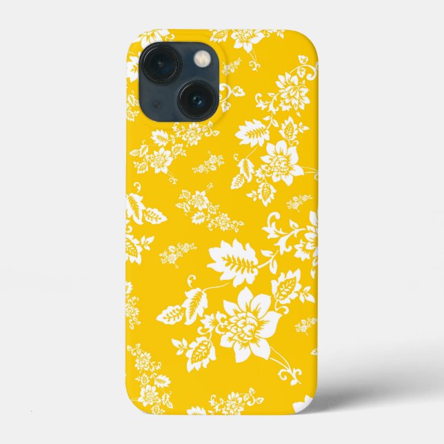 Floral Branco em Fundo Amarelo de Primavera (Verso)