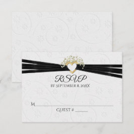 Floral branco embutido com RSVP do Coração