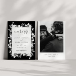 Floral Branco Minimalista Salve O Cartão com fotos