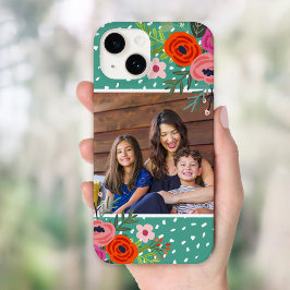 Floral Brilhante e Pontos Foto Personalizada
