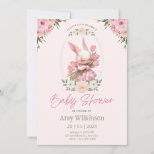 Floral Bunny Babyshower Convite Preppy