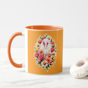Floral Bunny – Spring Easter Illustration - caneca