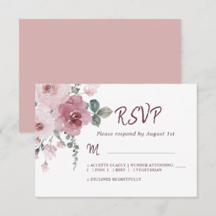 Floral Burgundy Dusty Rosa Rosa Casado RSVP